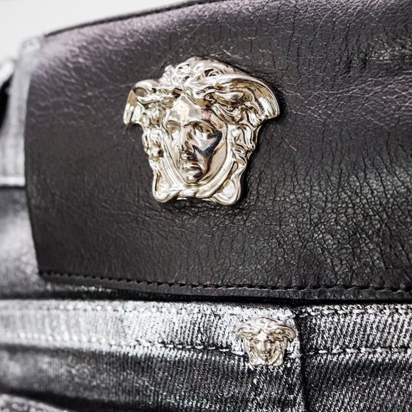 Versace Silver Painted Jeans - Picture 11 of 14